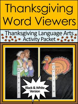 Preview of Thanksgiving Spelling Activities: Thanksgiving Word Viewers Activity - B&W