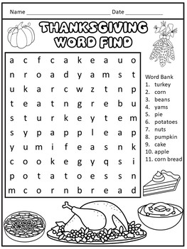 Thanksgiving Spelling Packet - Word List, Worksheets, Flash Cards
