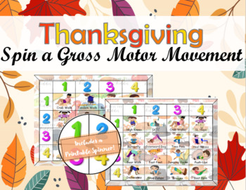 Preview of Thanksgiving Spin a Gross Motor Movement Brain Break Cards