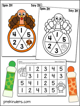 Thanksgiving Time Activities - Spin And Cover Game For Kids