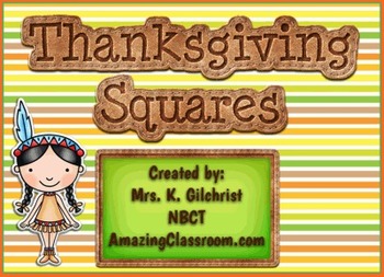 Preview of Thanksgiving Squares Review Game Template - Smart Notebook File