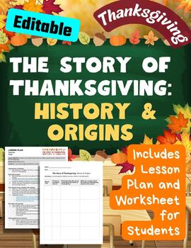 Preview of Thanksgiving Story Origins History Lesson Worksheet Primary Secondary Sources