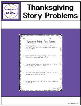 Preview of Thanksgiving Story Problems