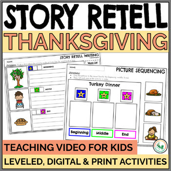 Preview of Thanksgiving Story Retell Sequencing Beginning, Middle, & End Print & Digital
