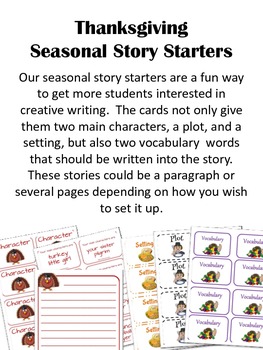 Thanksgiving Story Starter Cards by Kiwi Konnections | TPT