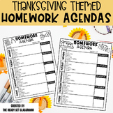 Thanksgiving Student Homework Agendas | Student Planner Fa