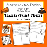 Thanksgiving Subtraction Story Problem Mad-Libs