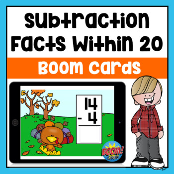 Preview of Thanksgiving Subtraction within 20 Boom Cards | Distance Learning