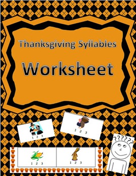 Preview of Thanksgiving-Themed Syllable Count Worksheet