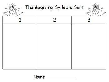 Preview of Thanksgiving Syllable Sort