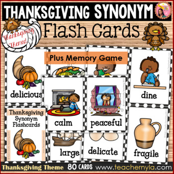 Preview of Thanksgiving Synonym Flashcards or Memory Game
