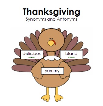 Preview of Thanksgiving Synonyms and Antonyms