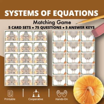 Preview of Thanksgiving: Systems of Equations Matching Game