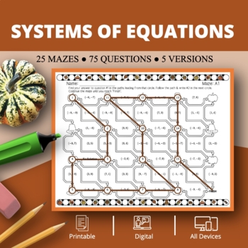 Preview of Thanksgiving: Systems of Equations Maze Activity