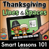 Thanksgiving TREBLE LINES and SPACES BOOM CARDS™ Music Not