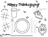 Thanksgiving Tablemat Activity