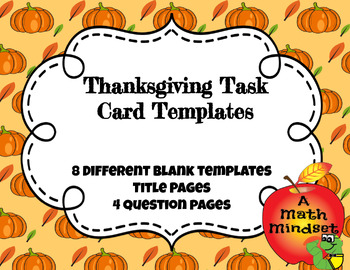 Preview of Thanksgiving Task Card TEMPLATES//Blank Templates//No Questions