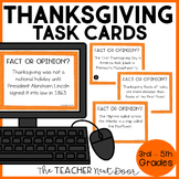 Thanksgiving Task Cards Fact or Opinion Print and Digital