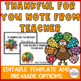 Thanksgiving  Teacher Note: I am thankful for you because