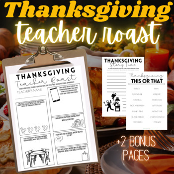 Preview of Thanksgiving Teacher Roast | Fun Thanksgiving Activity | Middle & High School