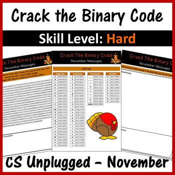 Preview of Thanksgiving Technology Activities - Crack Binary Code - Skill Hard