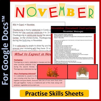 Preview of Thanksgiving Technology Activities - Word Processing for Google Docs™