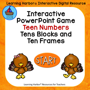 Preview of Thanksgiving Teen Numbers Tens Blocks and Ten Frames PowerPoint