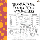 Thanksgiving Telling Time Worksheets