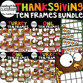 Preview of Thanksgiving Ten Frames Clip Art {Thanksgiving Clip Art}