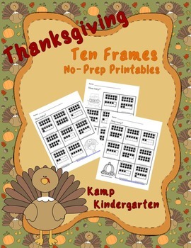 Preview of Thanksgiving Ten Frames No-Prep Printables (Sets of 11-20) FREE