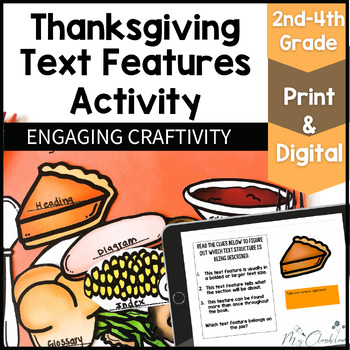 Preview of Thanksgiving Text Features Activity and Craft Text and Graphic Features
