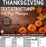 Thanksgiving Text Structure Passages + Digital Version