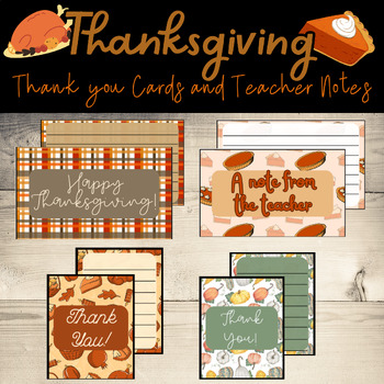 Preview of Thanksgiving Thank You Cards and Notes From the Teacher