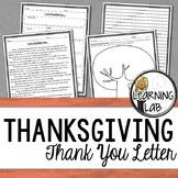 Thanksgiving Writing - Thank You Letter Writing Activity