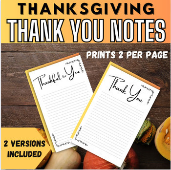 Preview of Thanksgiving Thank You Note Cards | Printable | Gratitude | Freebie