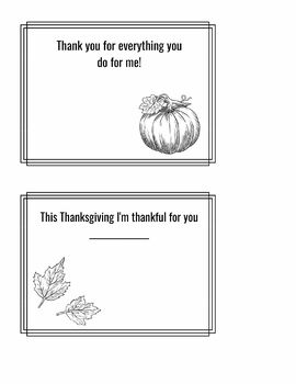 Preview of Thanksgiving Thank You Notes
