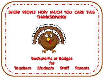 Preview of Thanksgiving Thankful Badges & Bookmarks for Teachers, Students, Staff & Parents