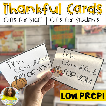 Preview of Thanksgiving Thankful Cards for Staff & Students