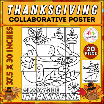 Preview of Thanksgiving Thankful Coloring Poster | Autumn Art Project for Bulletin Boards