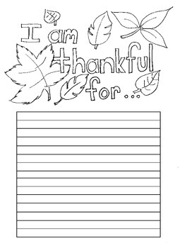 Thanksgiving quot Thankful For quot Writing paper with lines TpT