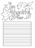 Thanksgiving "Thankful For" Writing paper with lines