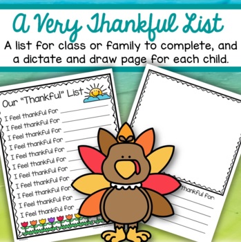 Preview of Thanksgiving Thankful List for Group, Individual Worksheet for Each Child