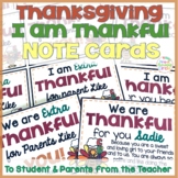 Thanksgiving Thankful Note Cards to Parents & Students fro