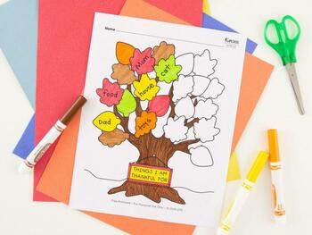 Preview of Thanksgiving Thankful Tree Coloring Worksheet and Fun Activity for School