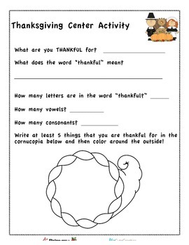 Thanksgiving Thankfulness Worksheet by Aplus Primary | TpT