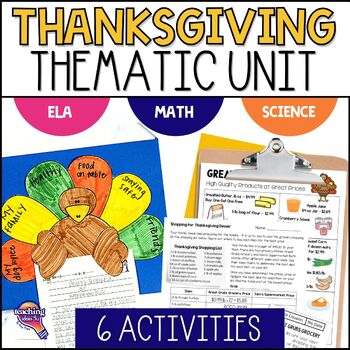 Preview of Thanksgiving Activities, Worksheets, Craft  ELA Reading & Writing, Science, Math