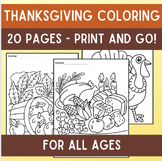 20 Thanksgiving Themed Coloring Pages - Print and Go!