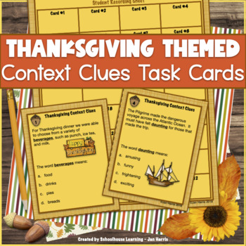 Preview of Thanksgiving Themed Context Clues Task Cards