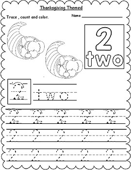 thanksgiving themed count trace color numbers 1 10 by