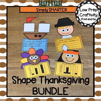 Preview of Thanksgiving Themed Cut and Paste Shape Math Craftivities Bundle